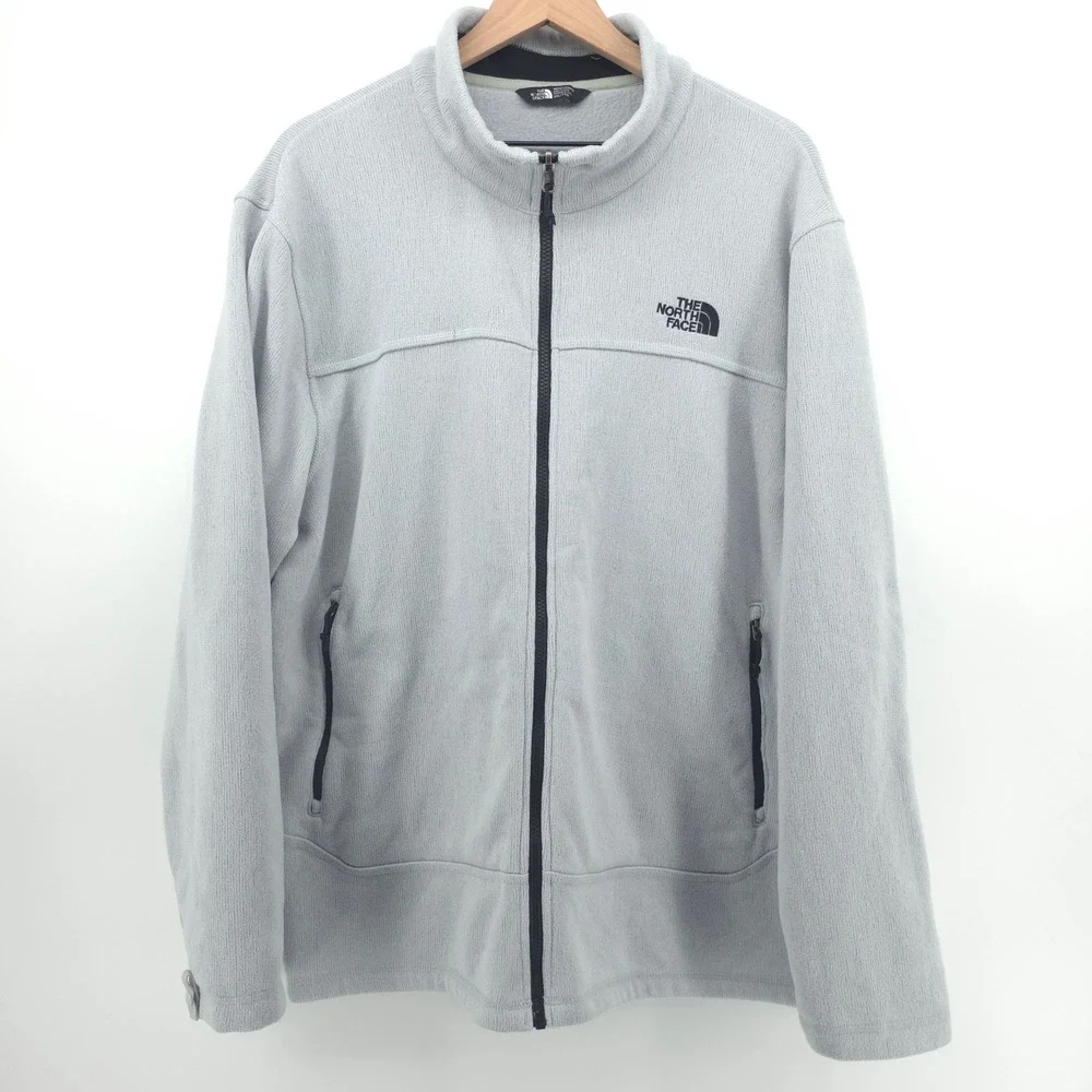 The North Face Mens Fleece‎ Sweater XXL Light Gray Full Zip Hiking Gorpcore